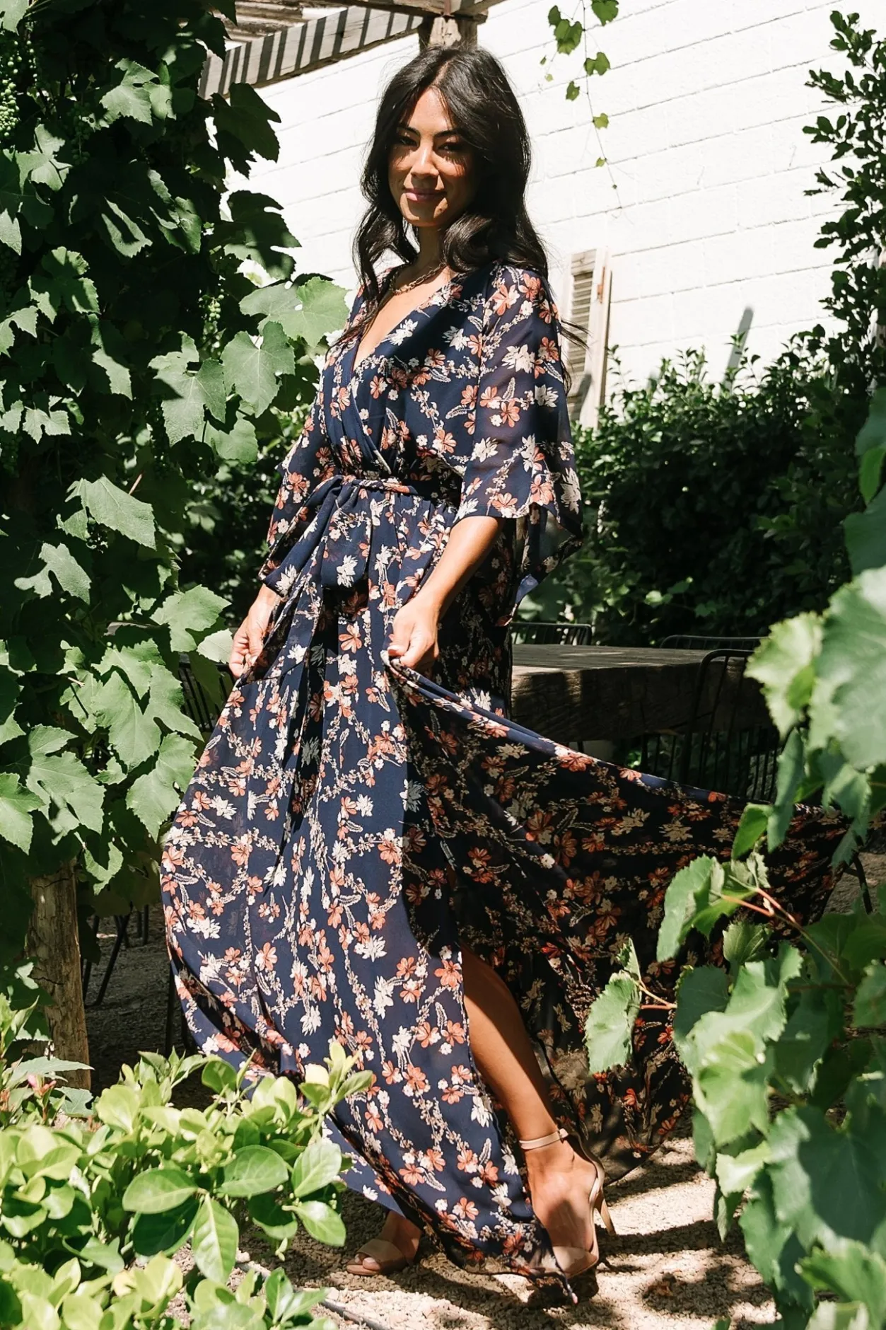 Discount Baltic Born Kia Kimono Maxi Dress | Dark Blue Floral DarkBlueFloral