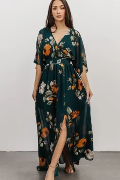 Sale Baltic Born Kia Kimono Maxi Dress | Deep Topaz Floral DeepTopazFloral