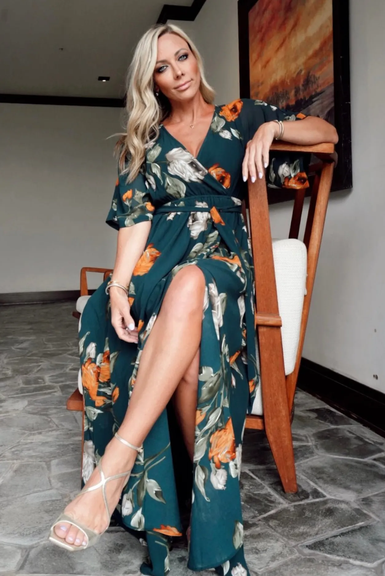 Sale Baltic Born Kia Kimono Maxi Dress | Deep Topaz Floral DeepTopazFloral