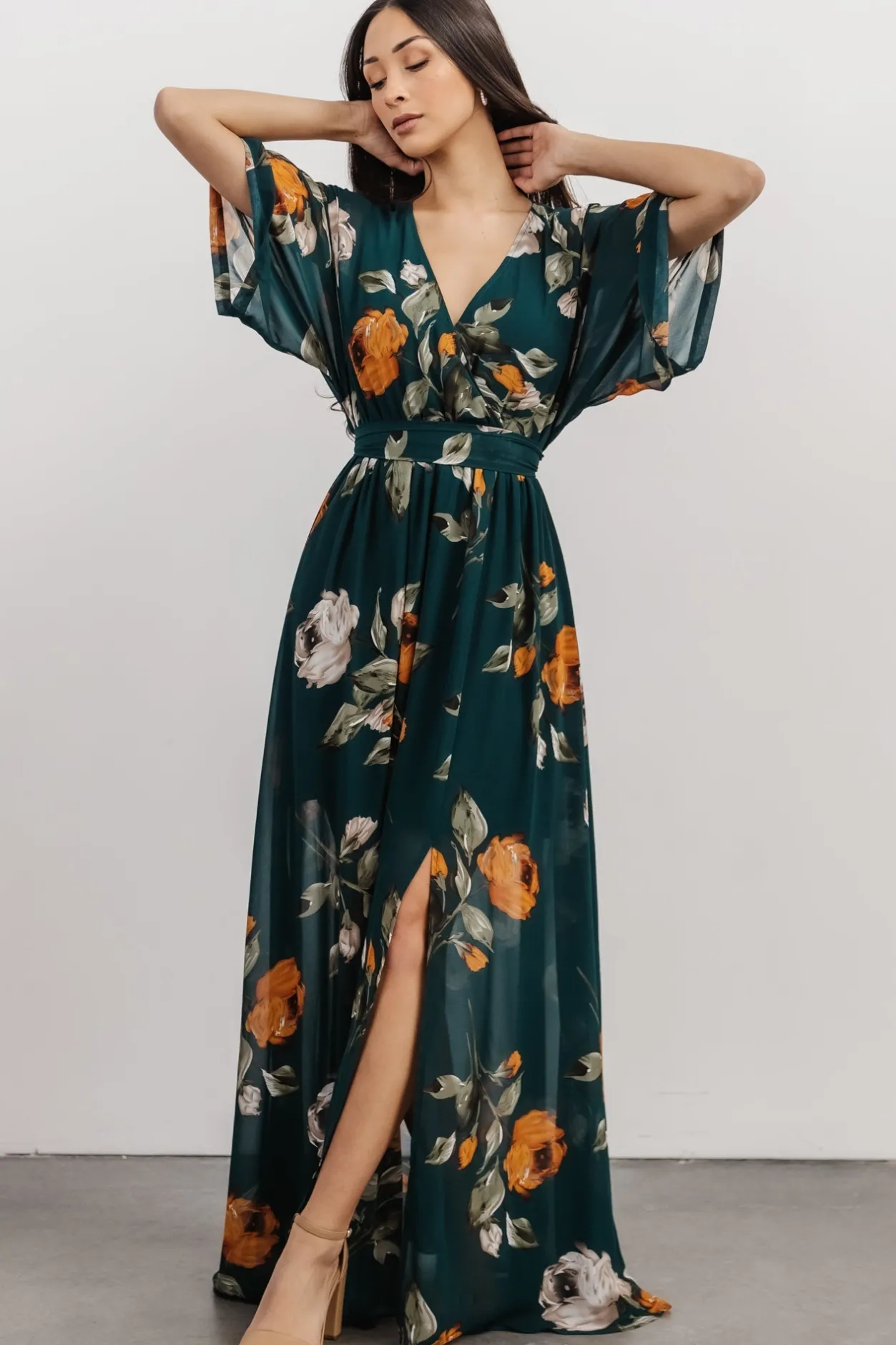 Sale Baltic Born Kia Kimono Maxi Dress | Deep Topaz Floral DeepTopazFloral