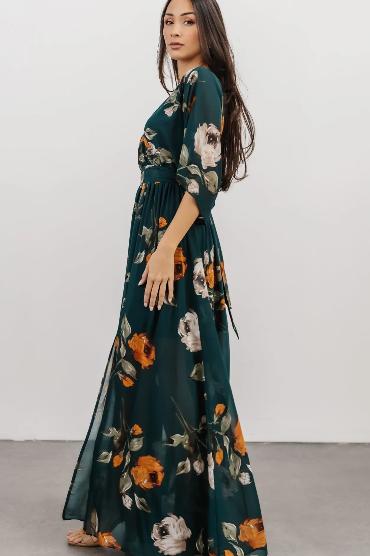 Sale Baltic Born Kia Kimono Maxi Dress | Deep Topaz Floral DeepTopazFloral