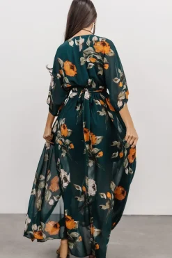 Sale Baltic Born Kia Kimono Maxi Dress | Deep Topaz Floral DeepTopazFloral