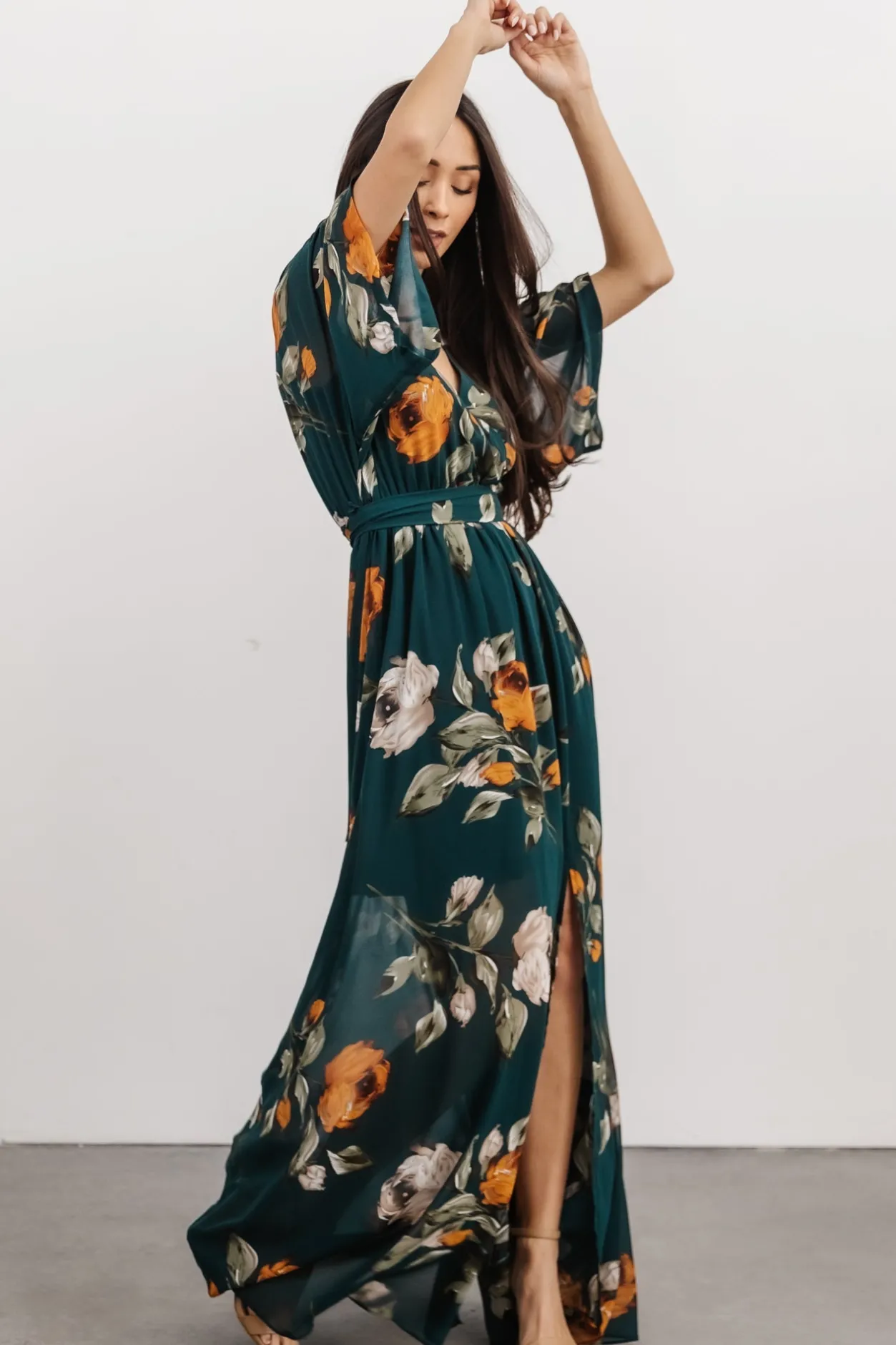 Sale Baltic Born Kia Kimono Maxi Dress | Deep Topaz Floral DeepTopazFloral