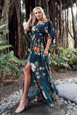 Sale Baltic Born Kia Kimono Maxi Dress | Deep Topaz Floral DeepTopazFloral