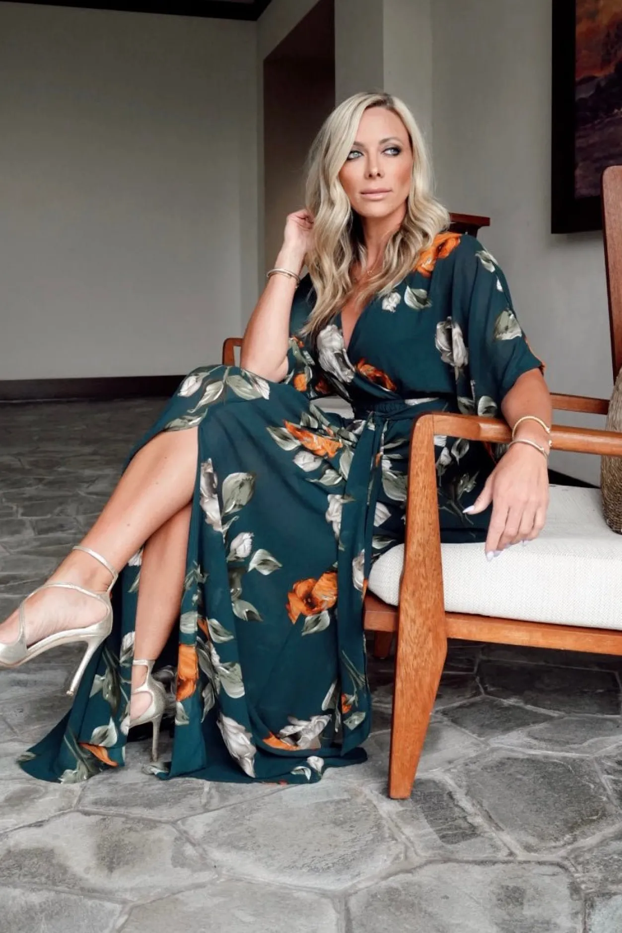 Sale Baltic Born Kia Kimono Maxi Dress | Deep Topaz Floral DeepTopazFloral