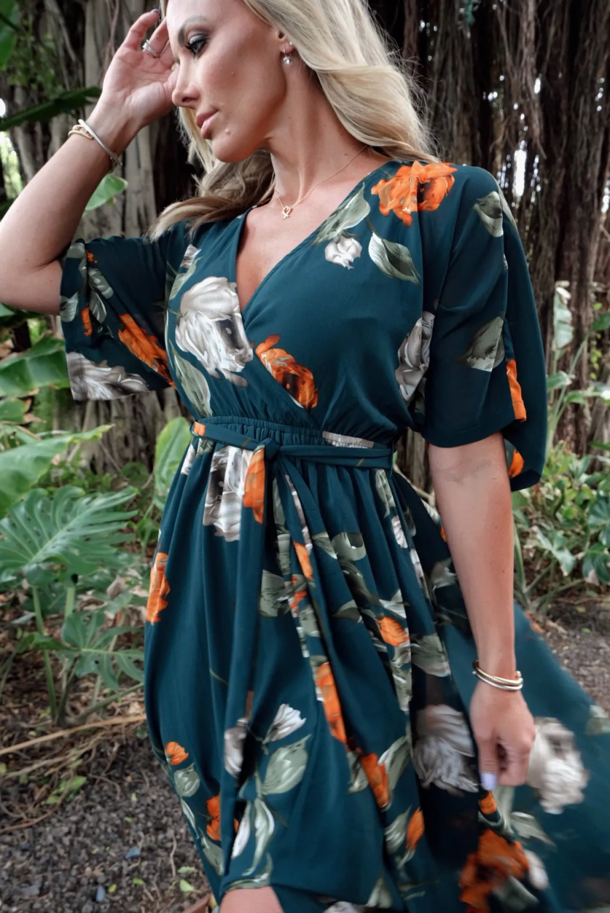 Sale Baltic Born Kia Kimono Maxi Dress | Deep Topaz Floral DeepTopazFloral