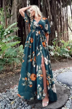 Sale Baltic Born Kia Kimono Maxi Dress | Deep Topaz Floral DeepTopazFloral