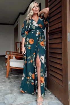 Sale Baltic Born Kia Kimono Maxi Dress | Deep Topaz Floral DeepTopazFloral
