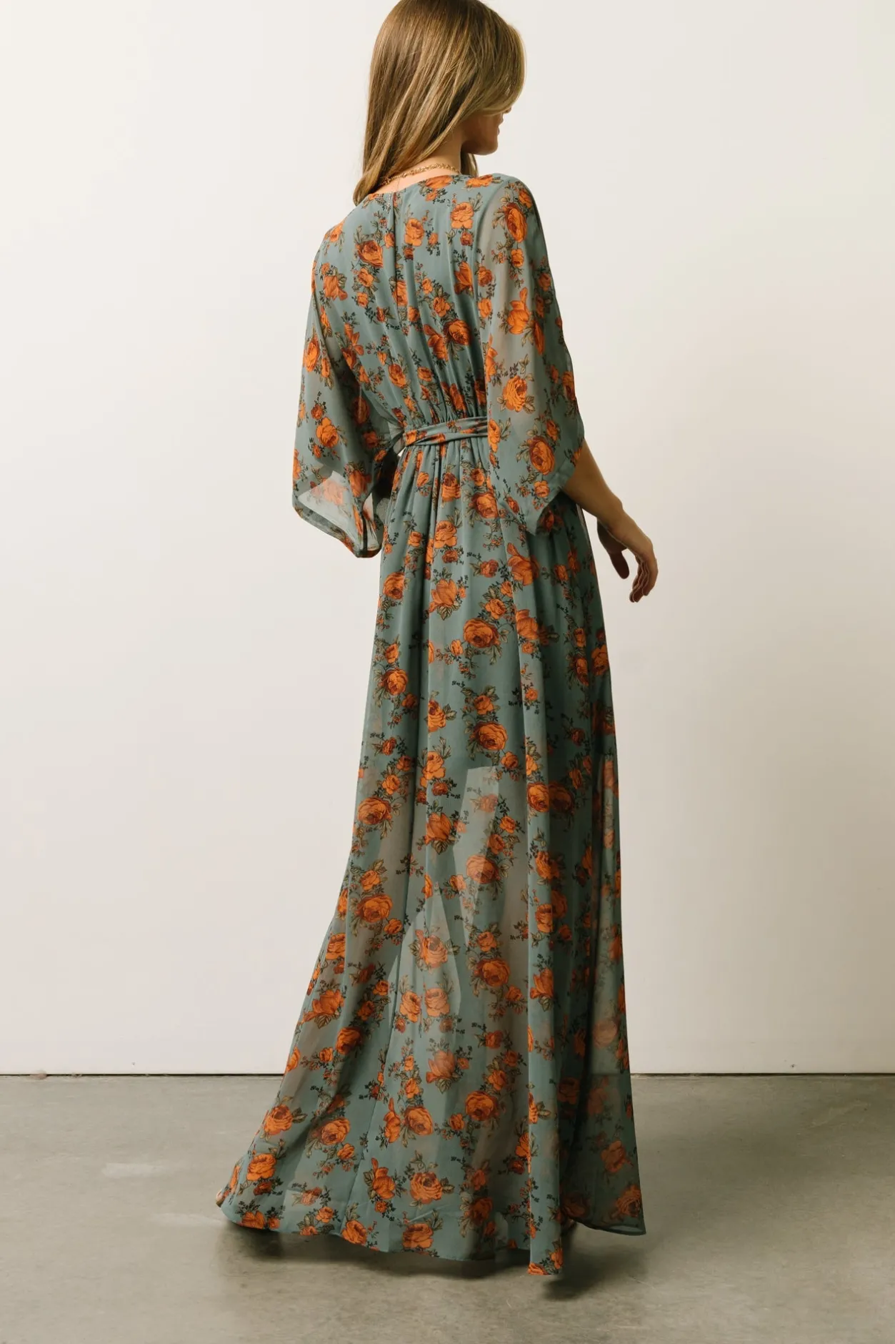 Online Baltic Born Kia Kimono Maxi Dress | Dusty Blue Floral DustyBlueFloral