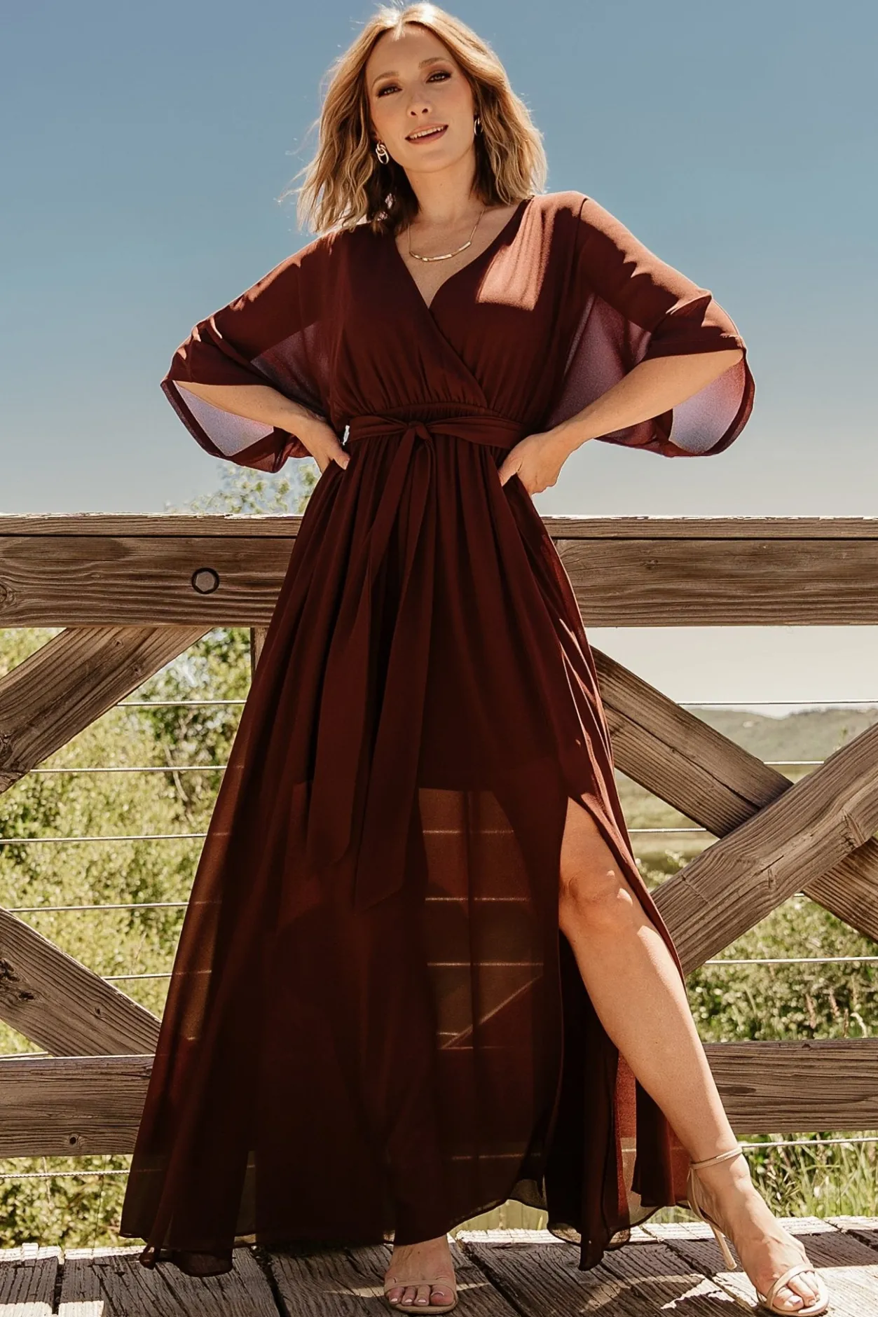 Hot Baltic Born Kia Kimono Maxi Dress | Mahogany