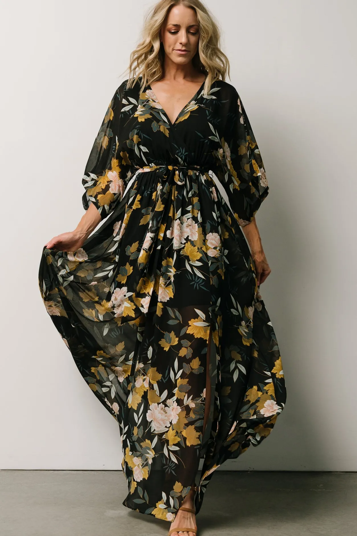 Best Baltic Born Kia Kimono Maxi Dress | Midnight Floral MidnightFloral