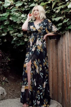 Best Baltic Born Kia Kimono Maxi Dress | Midnight Floral MidnightFloral