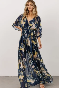 Outlet Baltic Born Kia Kimono Maxi Dress | Navy Floral NavyFloral