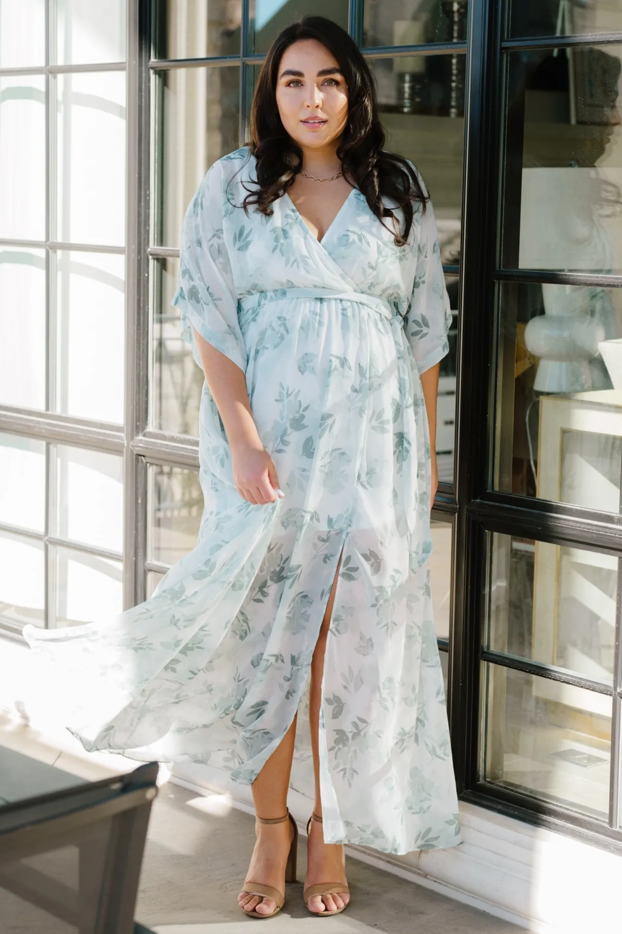 Fashion Baltic Born Kia Kimono Maxi Dress | Sage Floral SageFloral