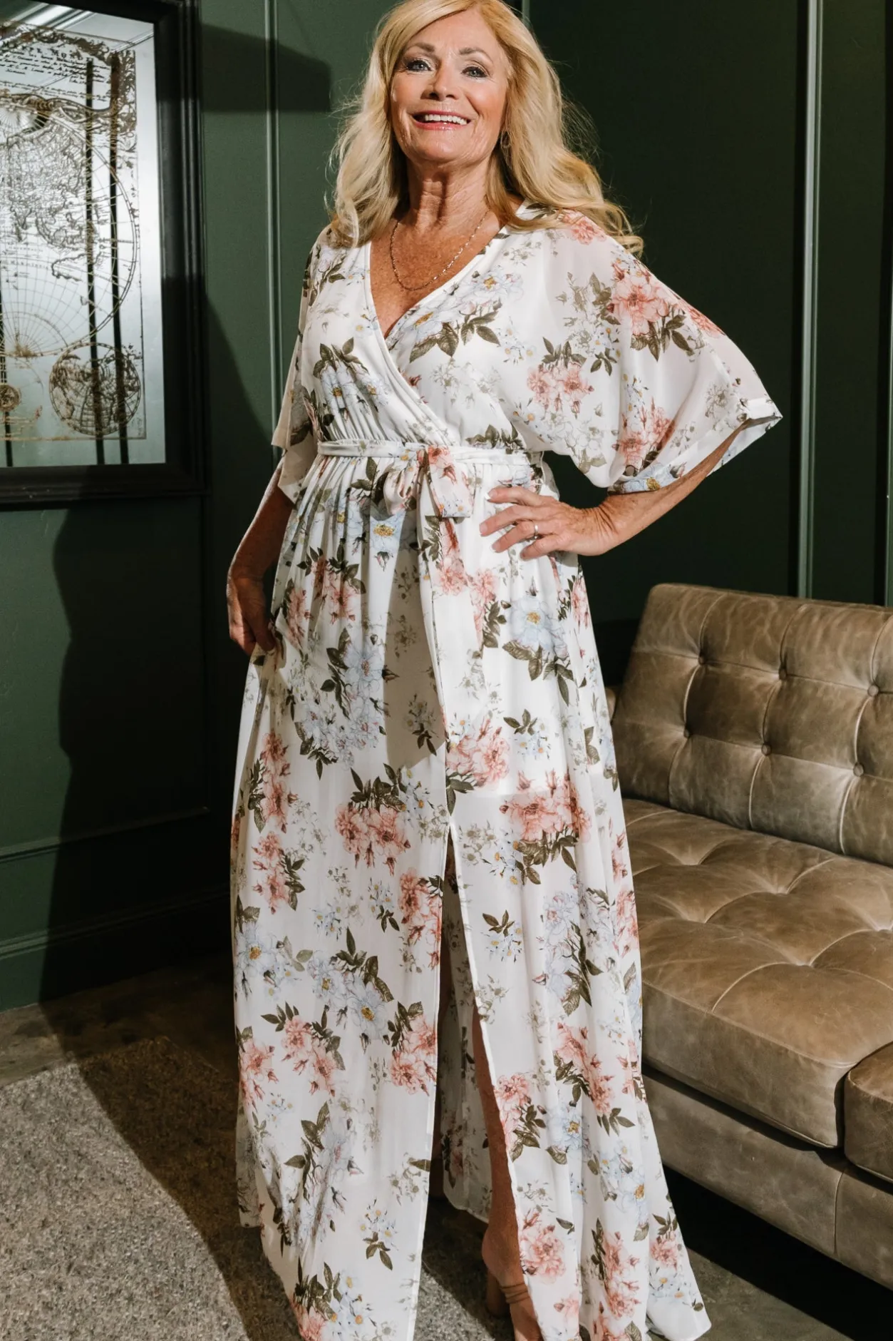 Sale Baltic Born Kia Kimono Maxi Dress | White Floral WhiteFloral