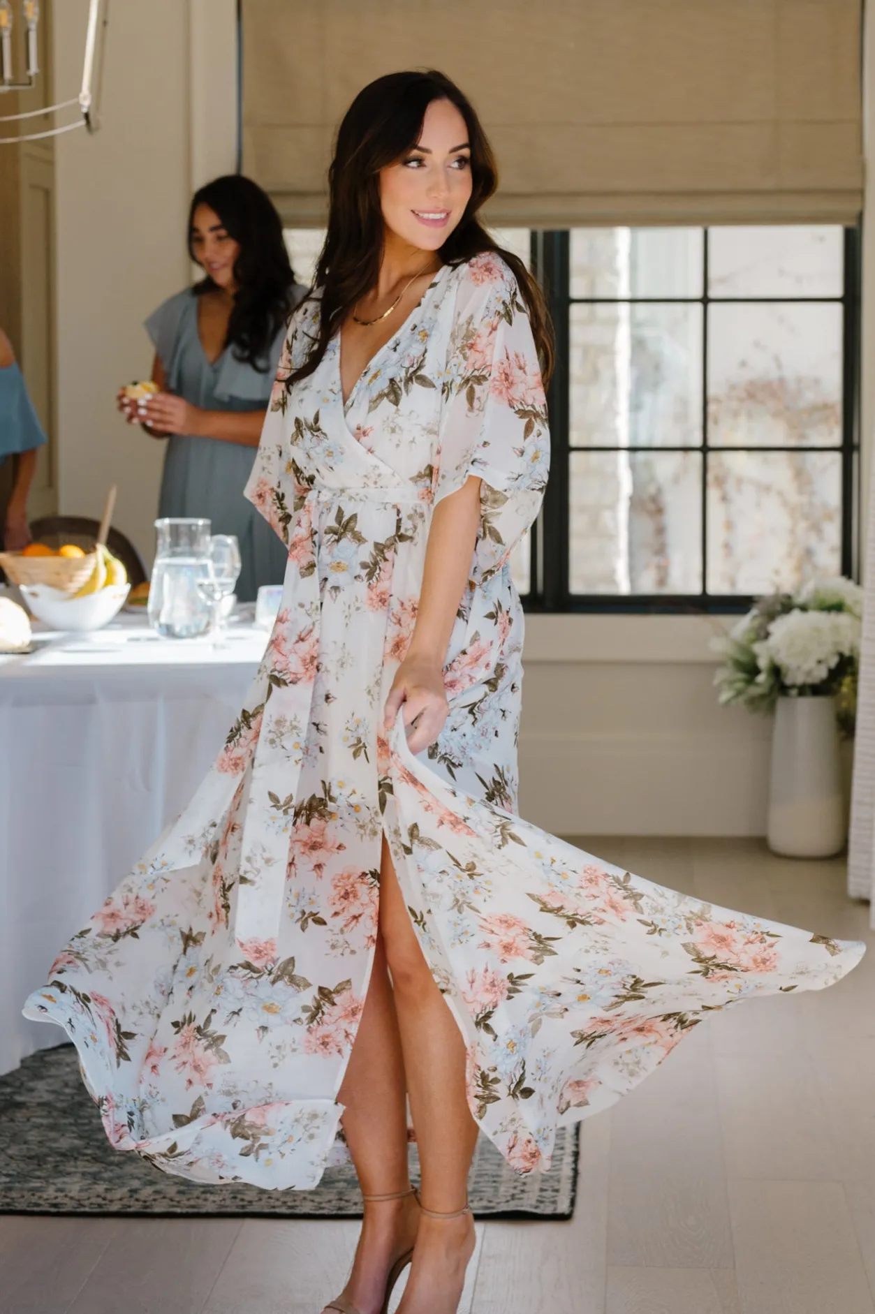 Sale Baltic Born Kia Kimono Maxi Dress | White Floral WhiteFloral