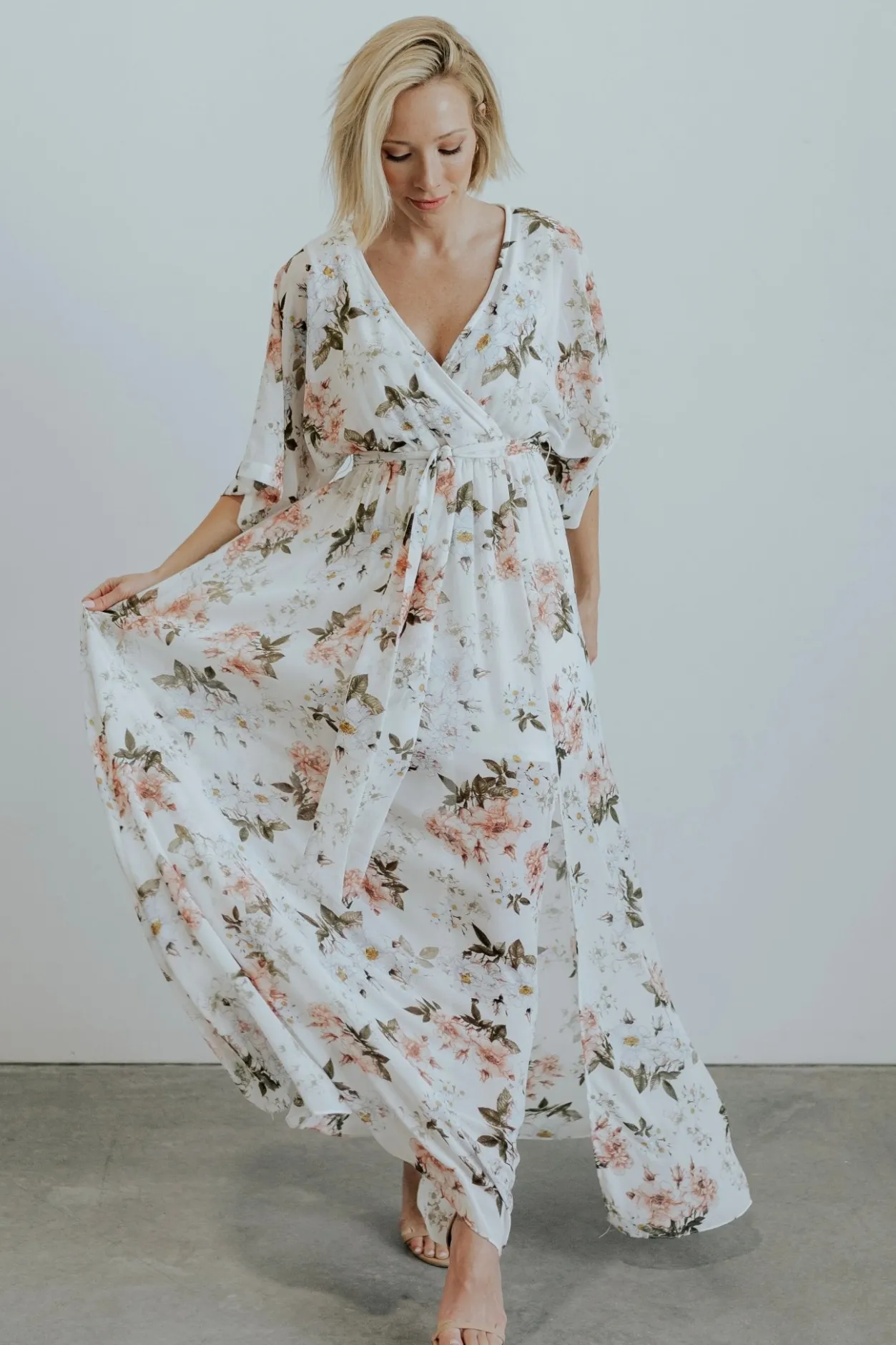 Sale Baltic Born Kia Kimono Maxi Dress | White Floral WhiteFloral