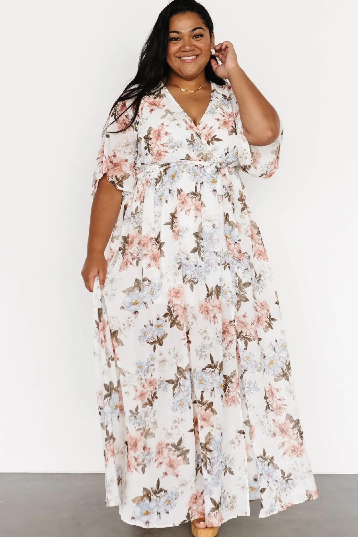 Sale Baltic Born Kia Kimono Maxi Dress | White Floral WhiteFloral