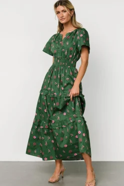 New Baltic Born Kiana Poplin Maxi Dress | Green + Pink Green+Pink