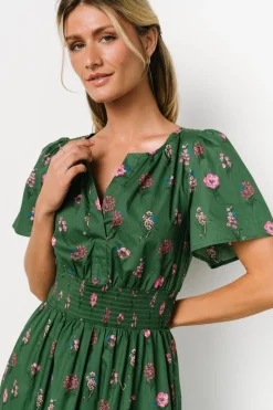 New Baltic Born Kiana Poplin Maxi Dress | Green + Pink Green+Pink