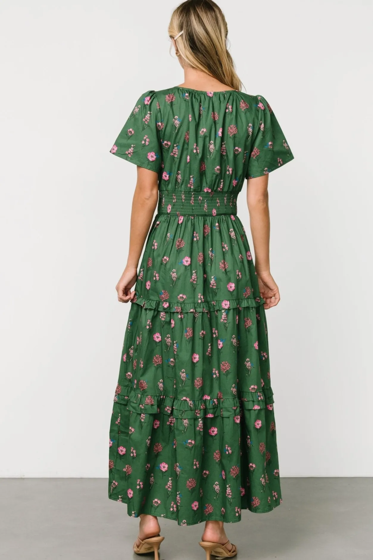 New Baltic Born Kiana Poplin Maxi Dress | Green + Pink Green+Pink