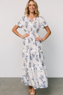Fashion Baltic Born Kiana Poplin Maxi Dress | Off White + Blue OffWhite+Blue