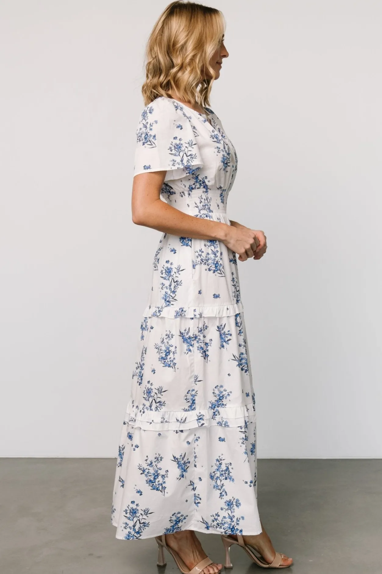 Fashion Baltic Born Kiana Poplin Maxi Dress | Off White + Blue OffWhite+Blue