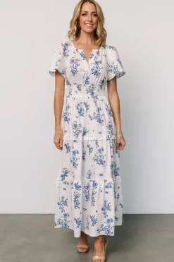 Fashion Baltic Born Kiana Poplin Maxi Dress | Off White + Blue OffWhite+Blue