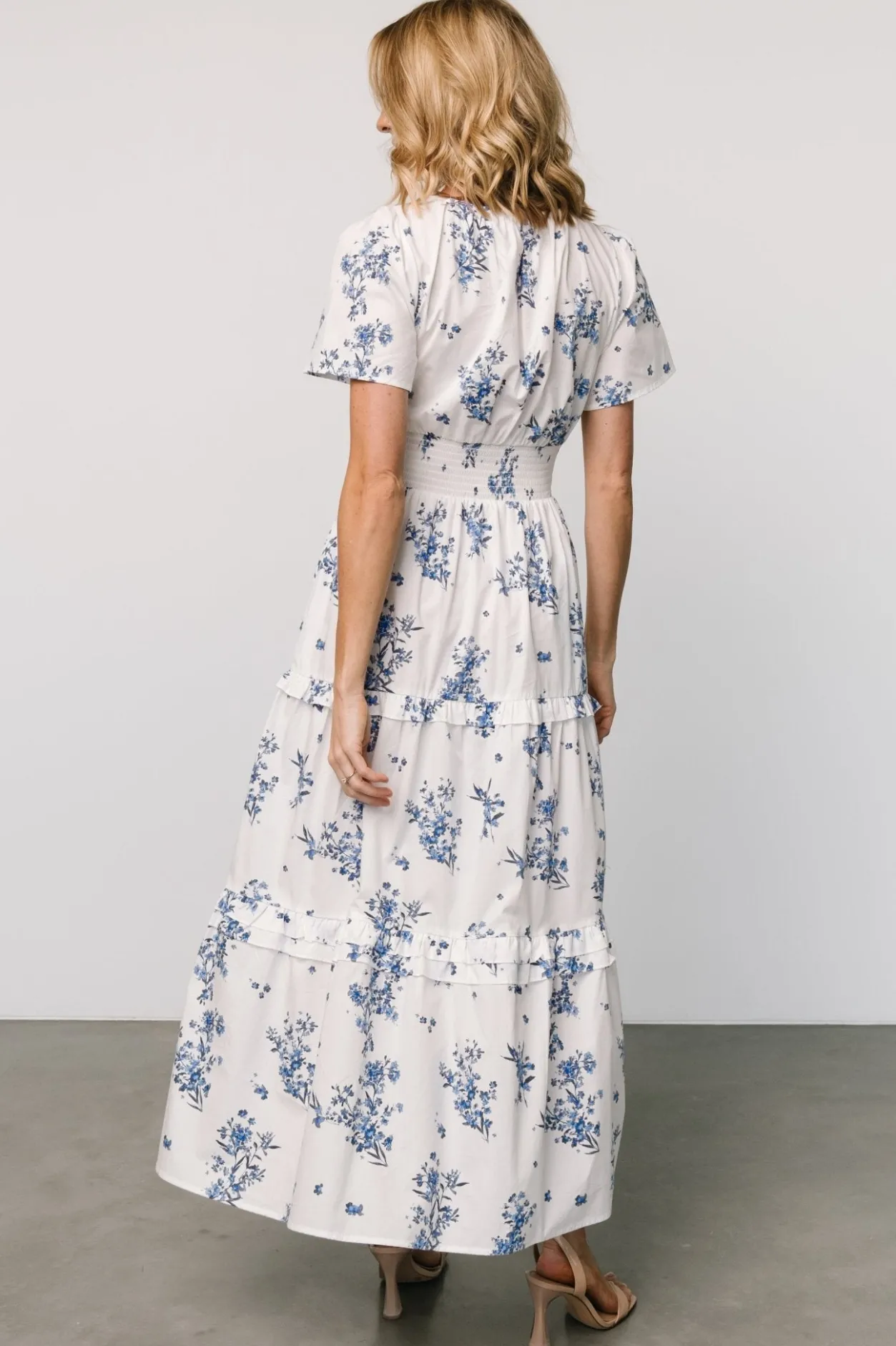 Fashion Baltic Born Kiana Poplin Maxi Dress | Off White + Blue OffWhite+Blue