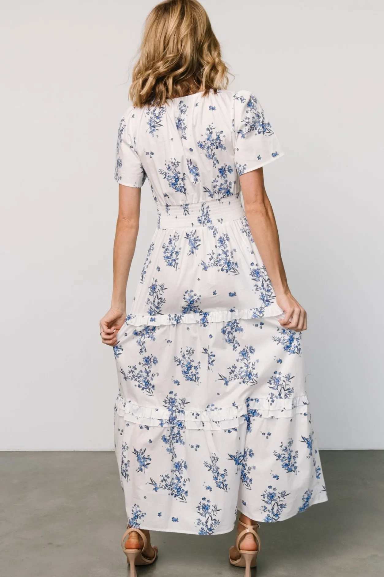 Fashion Baltic Born Kiana Poplin Maxi Dress | Off White + Blue OffWhite+Blue