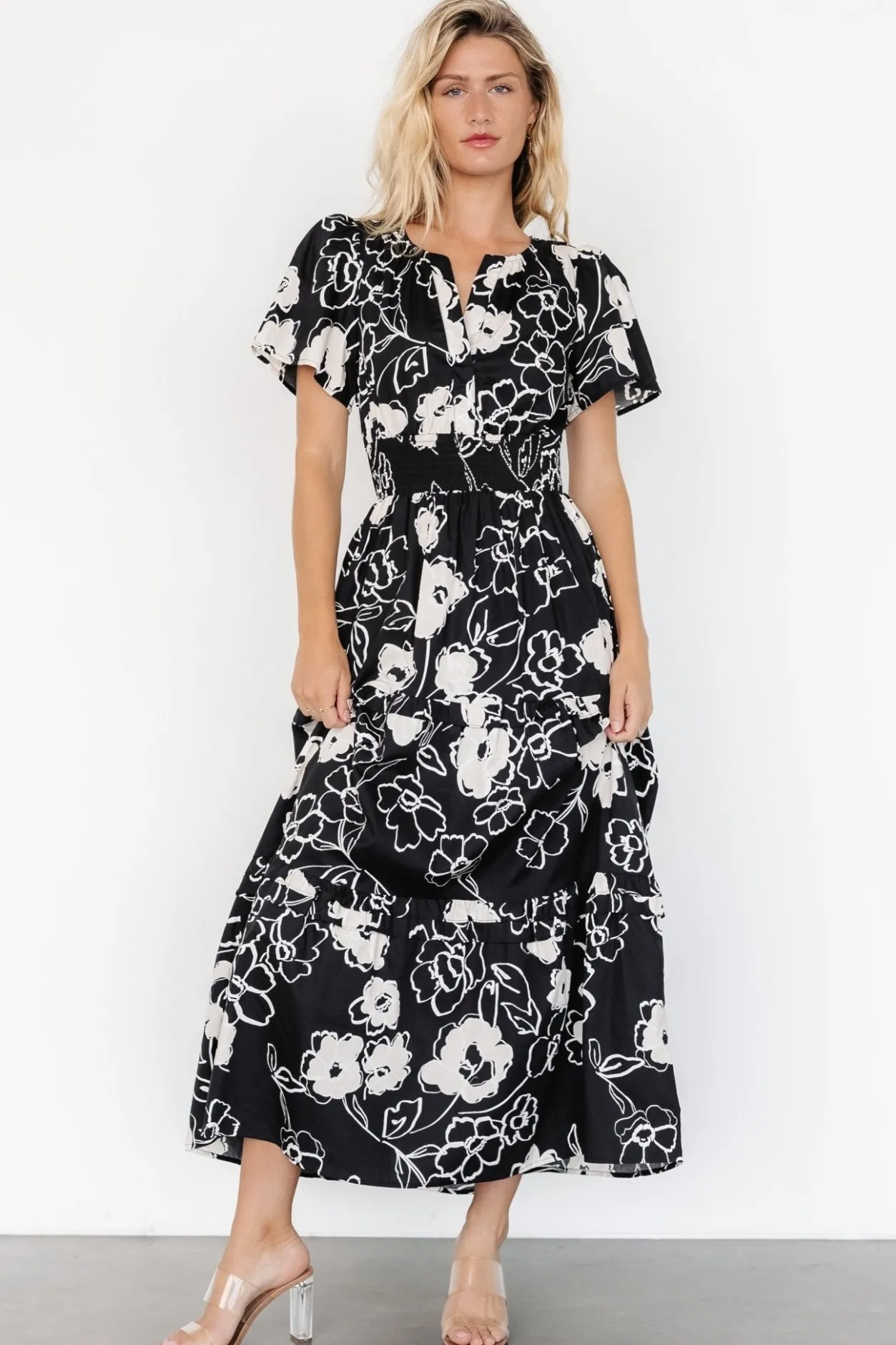Fashion Baltic Born Kiana Poplin Maxi Dress | Black + Cream Black+Cream