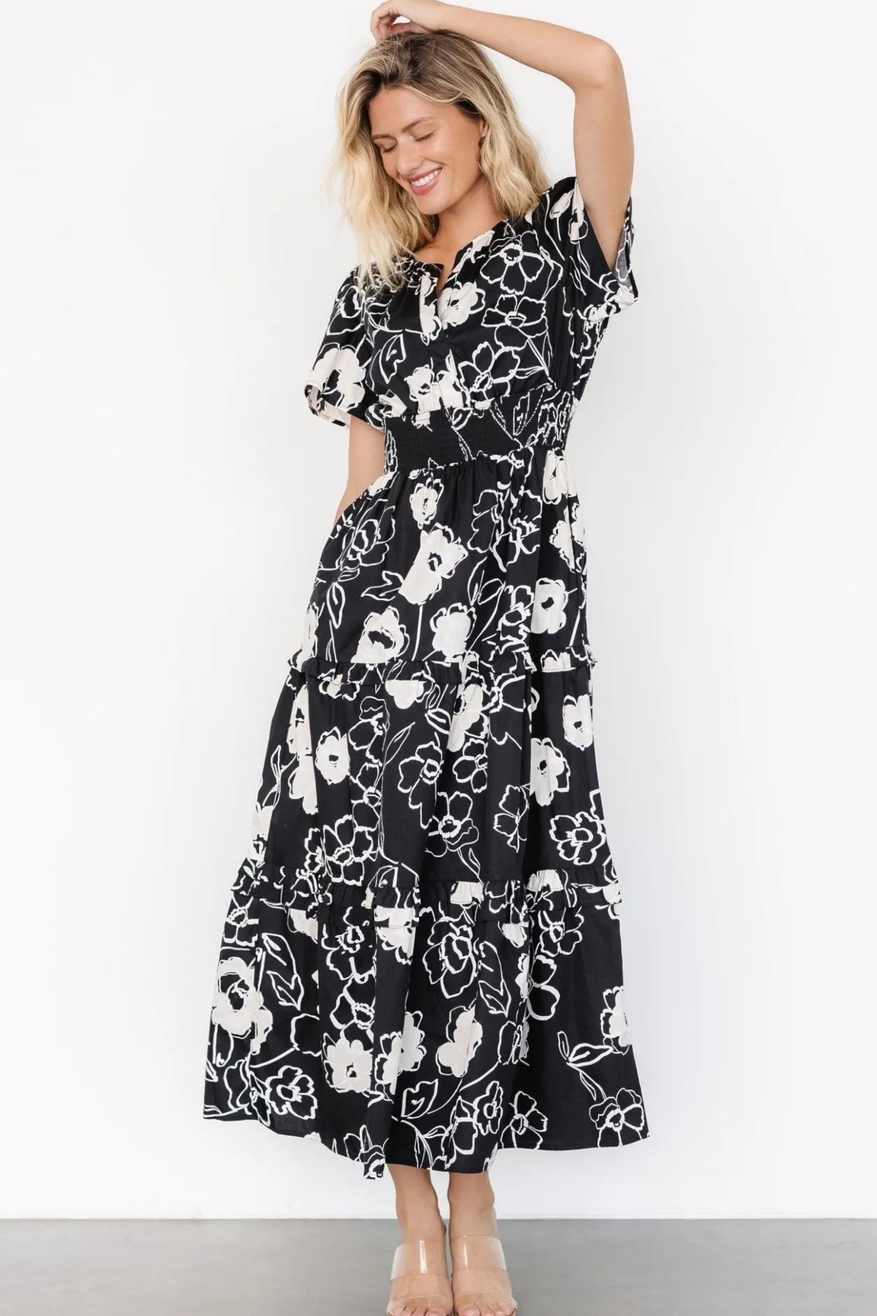 Fashion Baltic Born Kiana Poplin Maxi Dress | Black + Cream Black+Cream