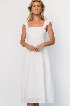 Clearance Baltic Born Kiara Eyelet Midi Dress | Off White OffWhite