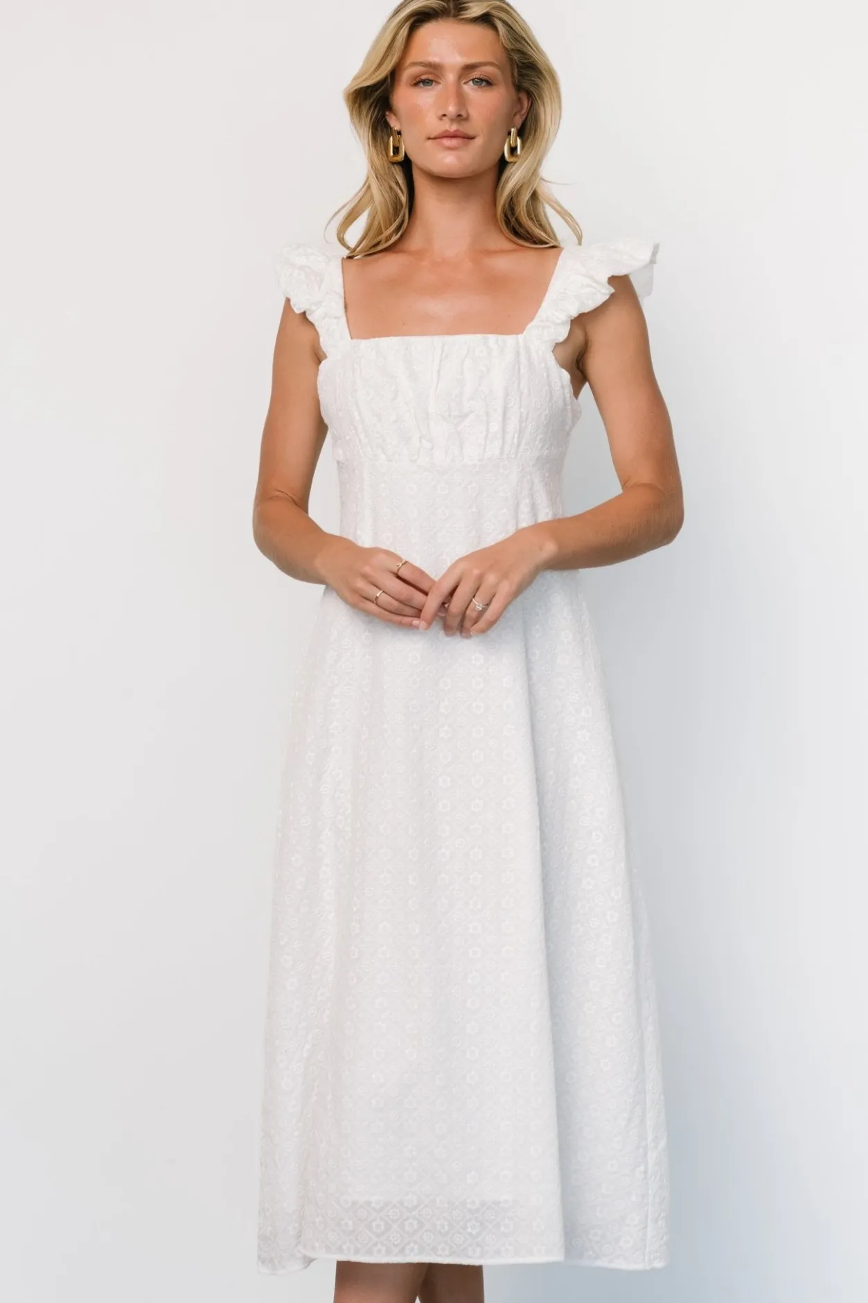 Clearance Baltic Born Kiara Eyelet Midi Dress | Off White OffWhite