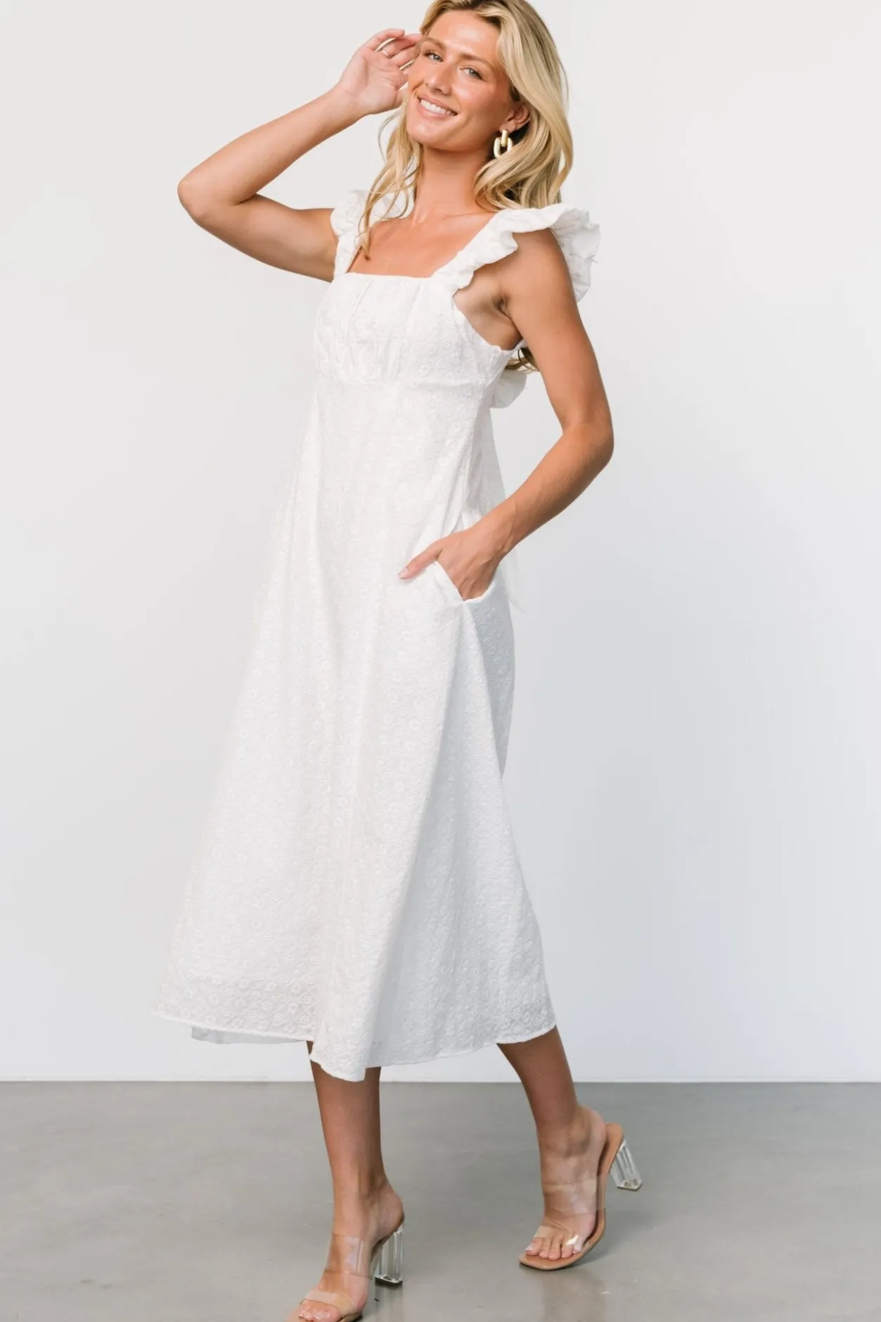 Clearance Baltic Born Kiara Eyelet Midi Dress | Off White OffWhite