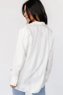 Sale Baltic Born Kieran Striped Button Up Top | Cream