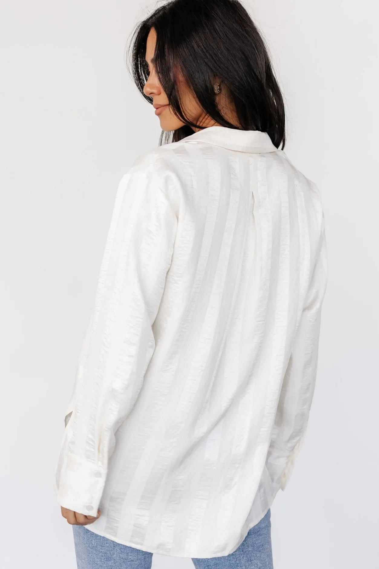 Sale Baltic Born Kieran Striped Button Up Top | Cream