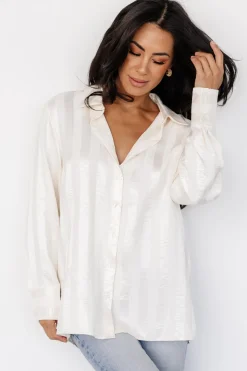 Sale Baltic Born Kieran Striped Button Up Top | Cream