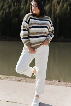 Hot Baltic Born Kira Striped Sweater | Navy + Sage Multi Navy+SageMulti