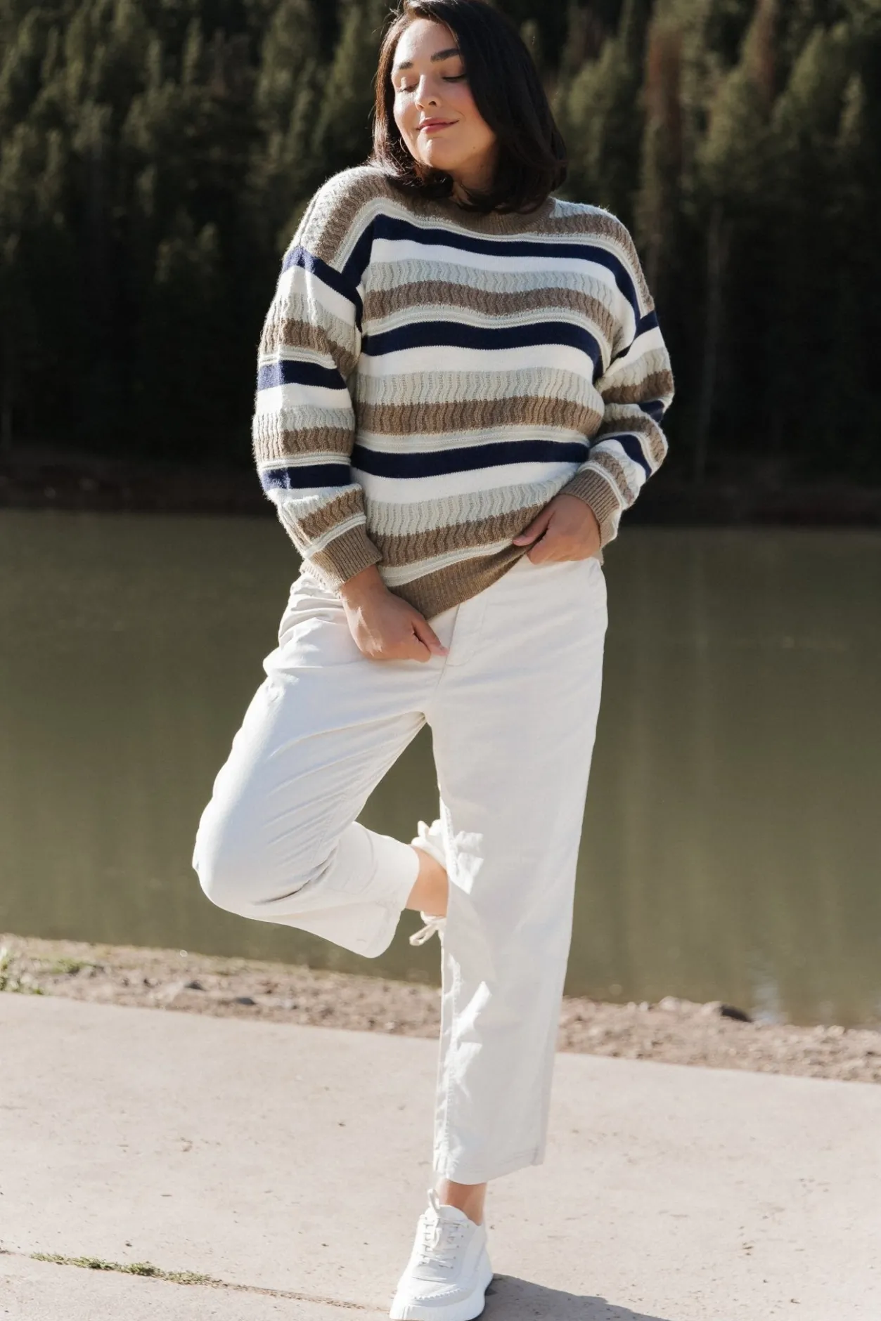 Hot Baltic Born Kira Striped Sweater | Navy + Sage Multi Navy+SageMulti
