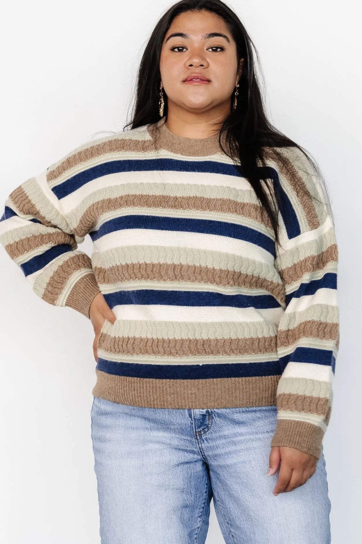 Hot Baltic Born Kira Striped Sweater | Navy + Sage Multi Navy+SageMulti