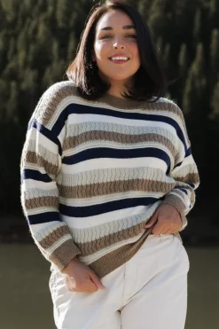 Hot Baltic Born Kira Striped Sweater | Navy + Sage Multi Navy+SageMulti