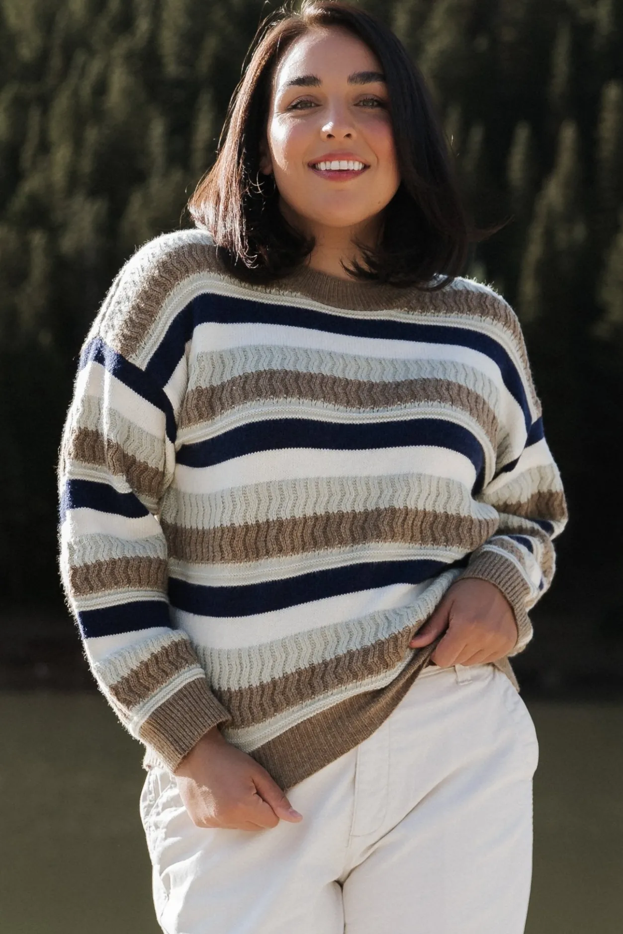 Hot Baltic Born Kira Striped Sweater | Navy + Sage Multi Navy+SageMulti