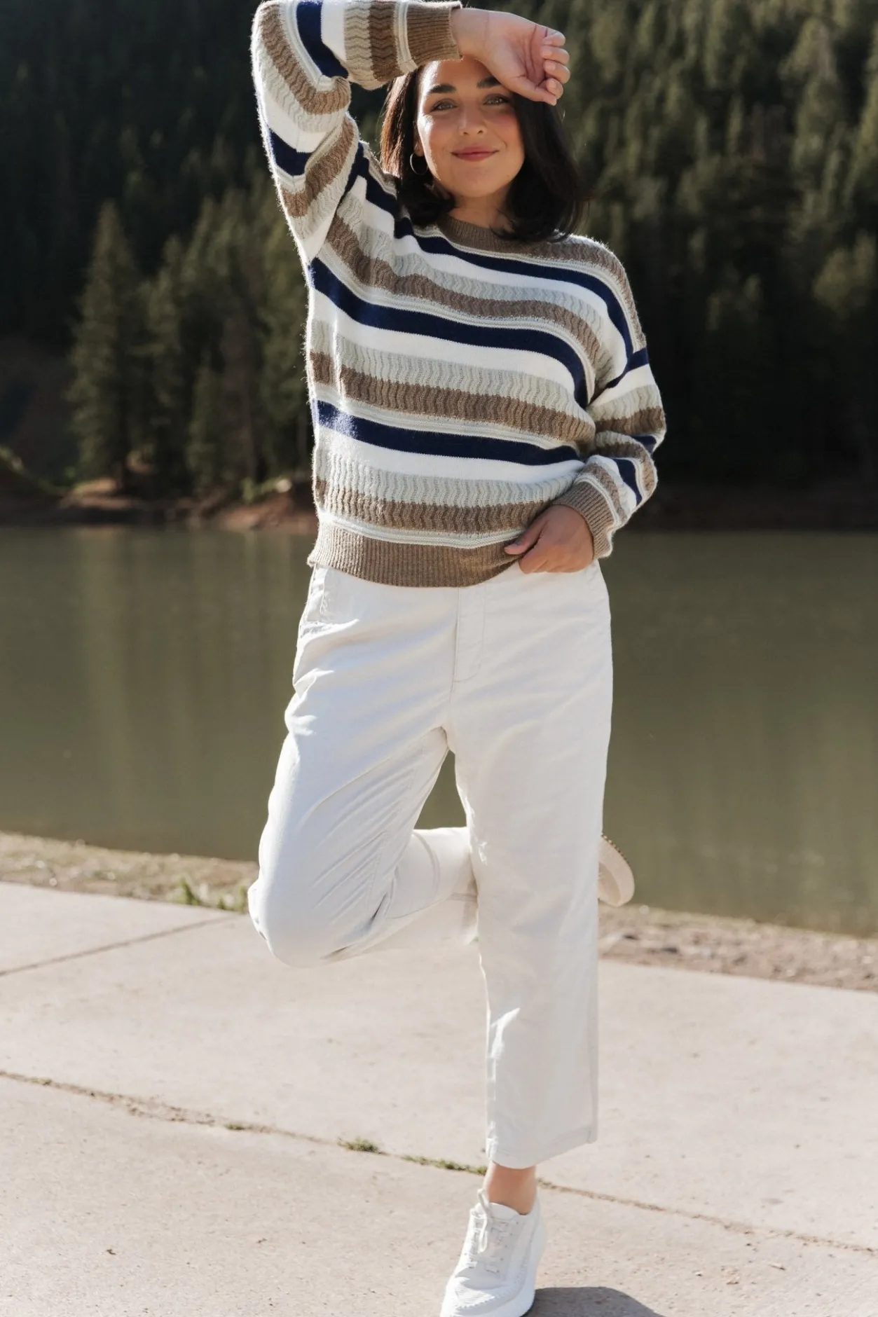 Hot Baltic Born Kira Striped Sweater | Navy + Sage Multi Navy+SageMulti