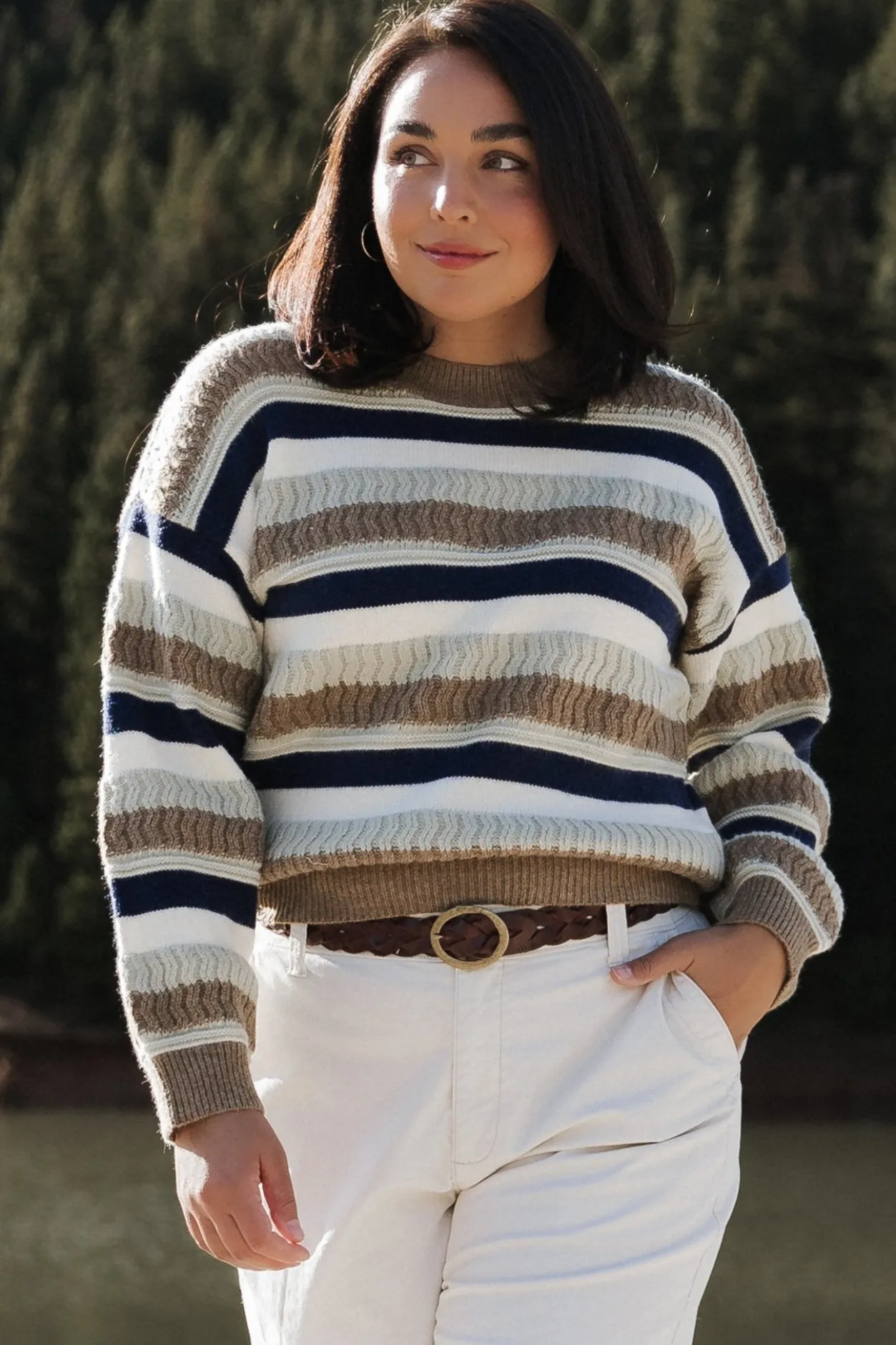 Hot Baltic Born Kira Striped Sweater | Navy + Sage Multi Navy+SageMulti