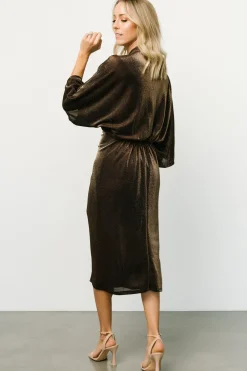 New Baltic Born Kleo Ruched Midi Dress | Bronze Shimmer BronzeShimmer