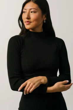 New Baltic Born Knightsbridge Ribbed Sweater Midi Dress | Black