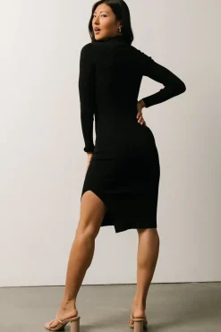 New Baltic Born Knightsbridge Ribbed Sweater Midi Dress | Black