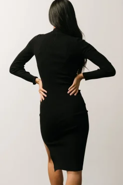 New Baltic Born Knightsbridge Ribbed Sweater Midi Dress | Black