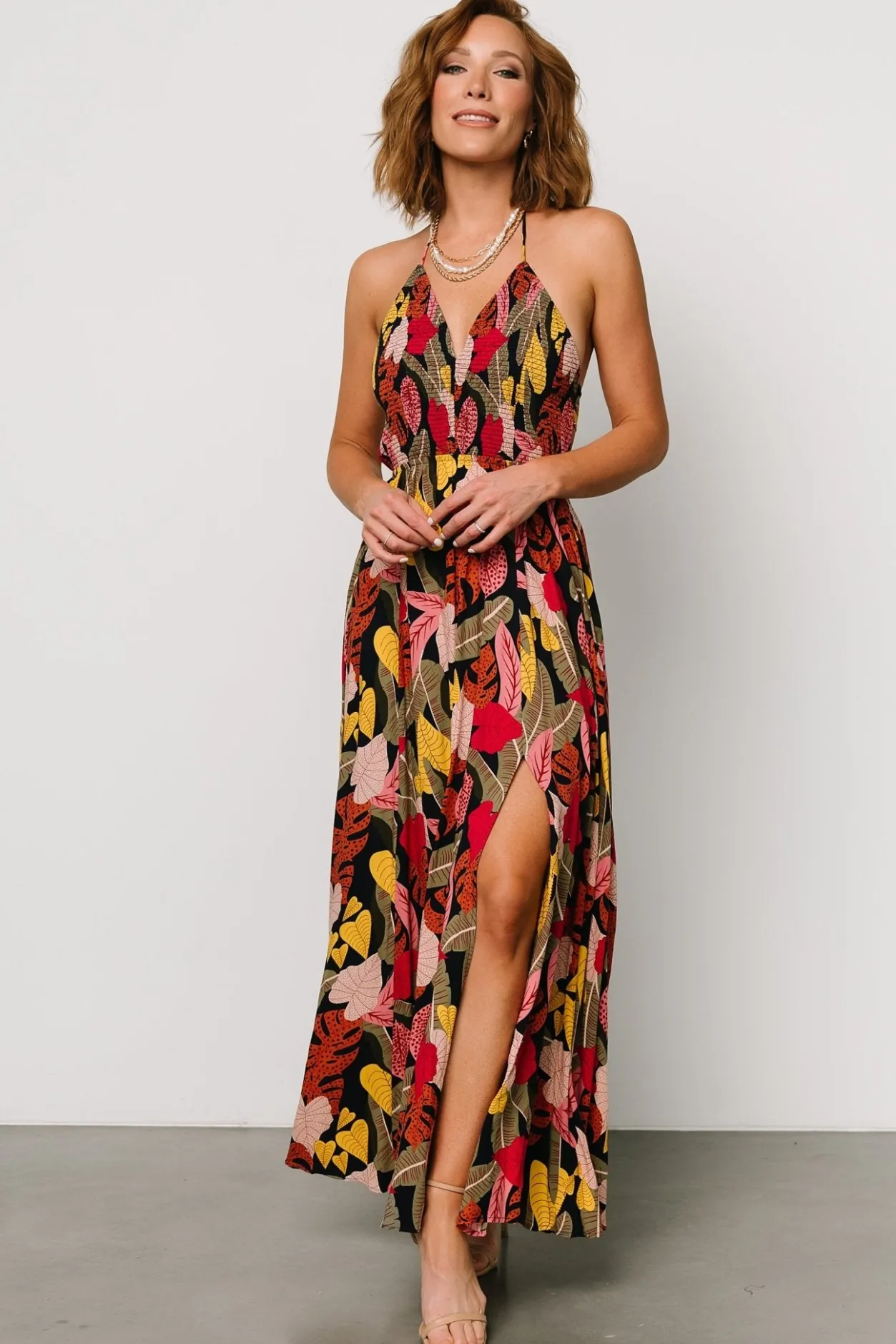 Hot Baltic Born Kota Halter Maxi Dress | Navy Multi Print NavyMultiPrint